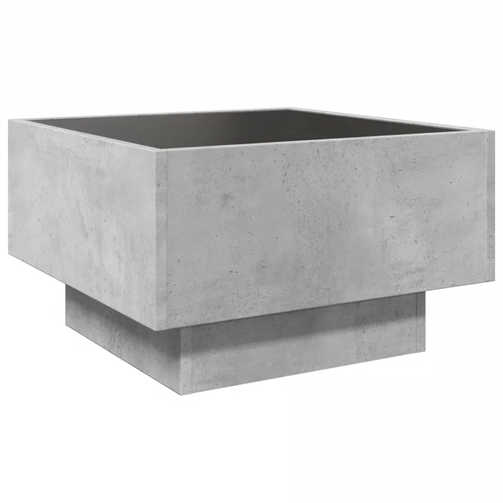 Tavolino Salotto con LED Grigio Cemento 50x50x30 cm Multistrato