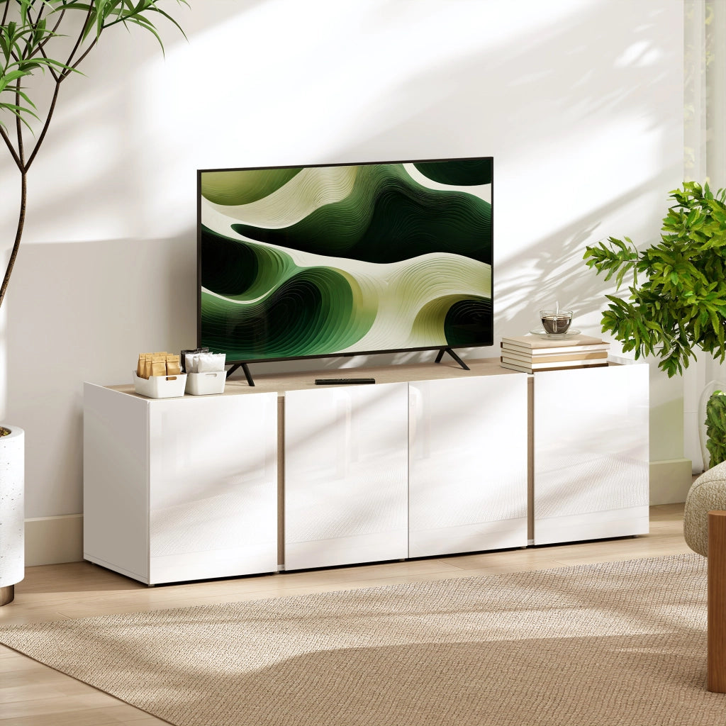 Mobile TV con 4 ante e ripiano regolabile ¨C Minimal ¨C Bianco 135x38x45 cm