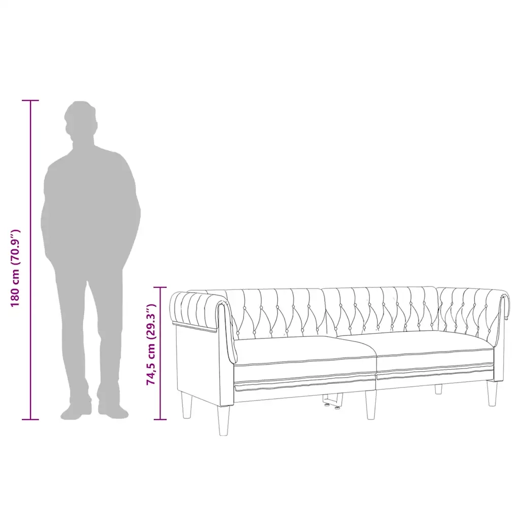 Divano | Divano da soggiorno | Sofa Chesterfield a 3 Posti Verde Scuro in Tessuto