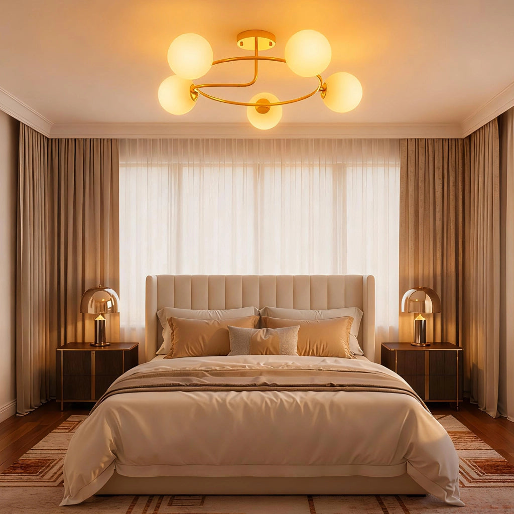 Lampadario a soffitto moderno ¨C zephmum ¨C 5 luci G9, dorato e bianco