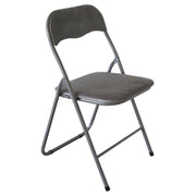 Set di 6 Sedie Pieghevoli Amanda In Velluto Grigio Struttura Grigio