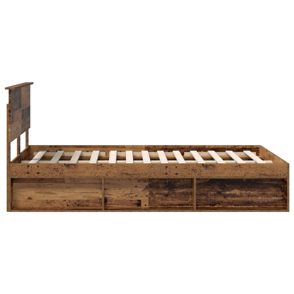 Letto matrimoniale | Letto per adulti | Struttura del letto con testiera Legno vecchio 120 x 190 cm
