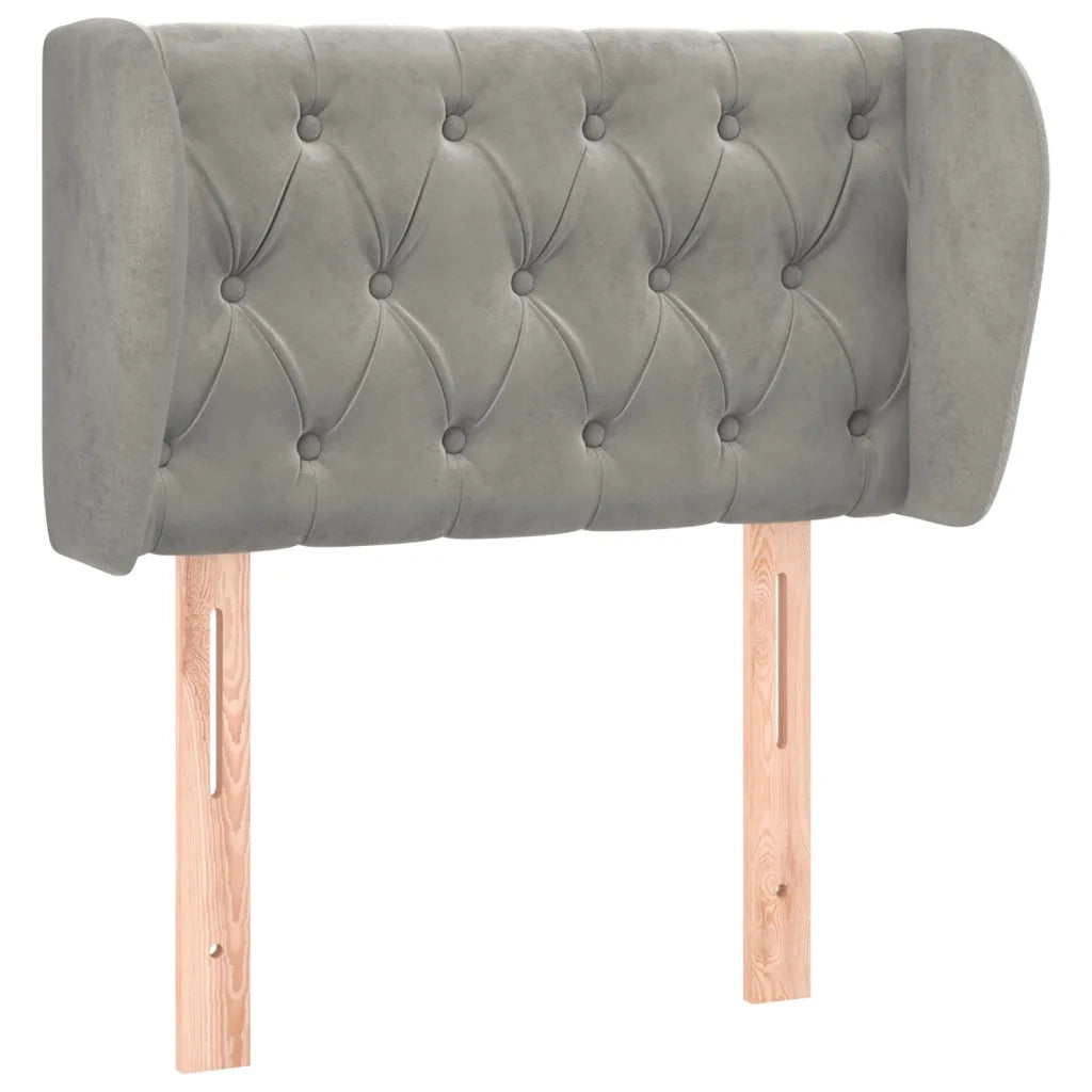 Testiera ad Orecchio-Testata con Orecchie Grigio Chiaro 83x23x78/88 cm in Velluto 170521