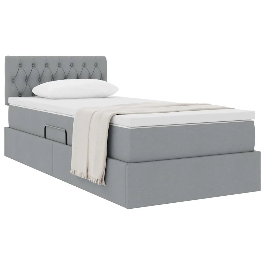 Letto con contenitore e materasso Grigio chiaro 100 x 200 cm 3370551