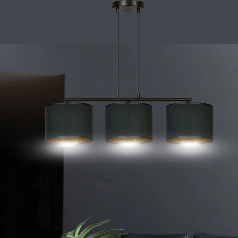 Lampadario Emibig Hilde 3 luci E27 nero oro 72cm H100cm