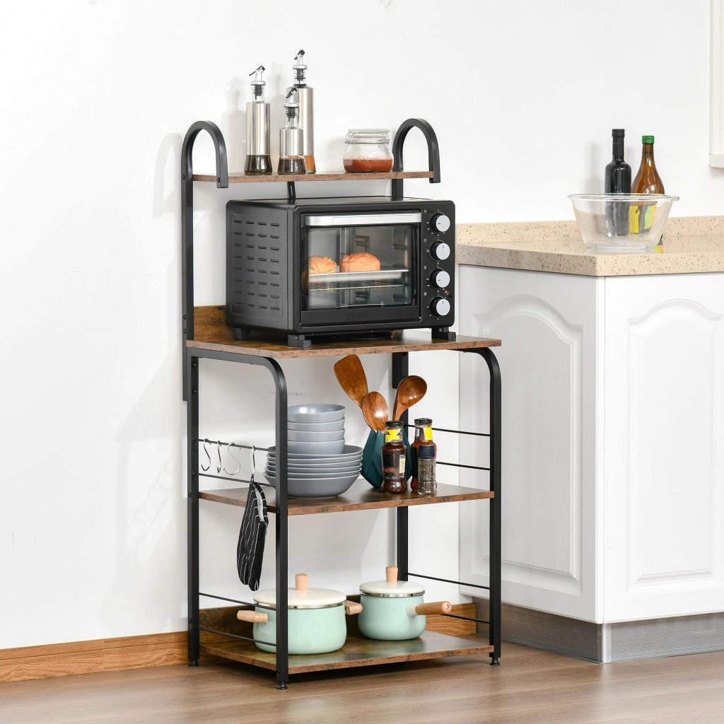 Scaffale da Cucina 4 Ripiani ¨C Xylo ¨C Legno e Acciaio Marrone Rustico 60x40x125cm