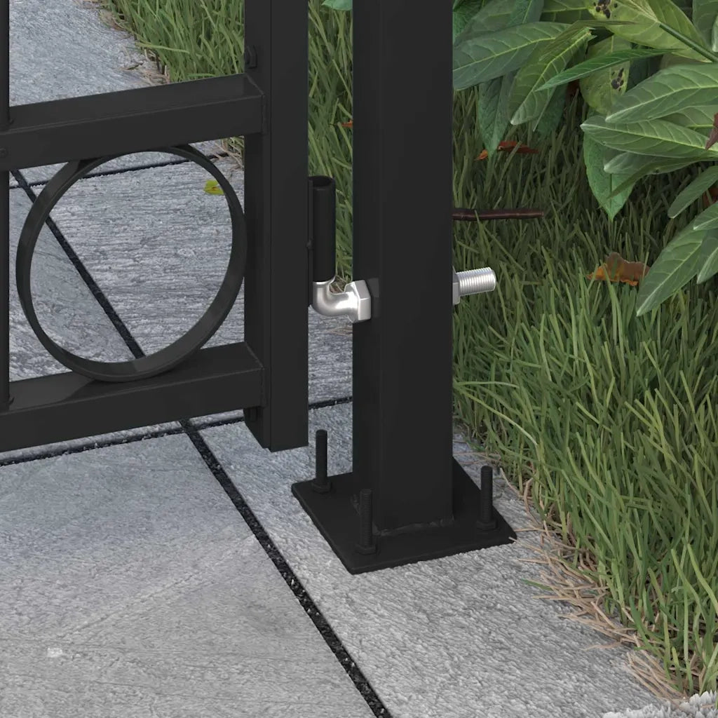 Cancello per Recinzione ad Arco in Acciaio 89x200 cm Nero cod mxl 52964