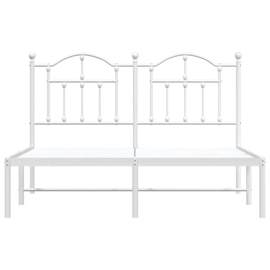 Letto matrimoniale | Letto per adulti | Giroletto con Testiera Metallo Bianco 135x190 cm
