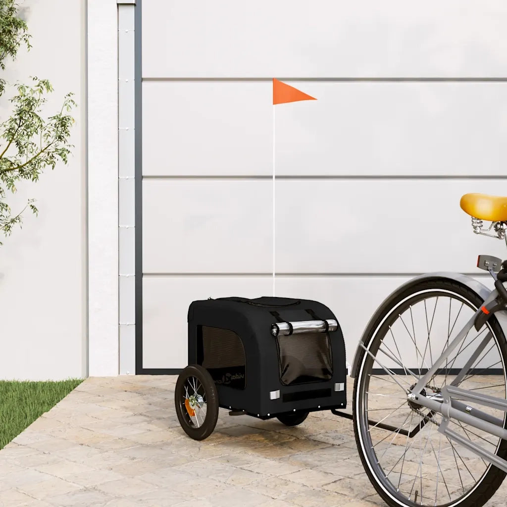 Rimorchio da Bici per Animali Nero Oxford e Ferro 93828