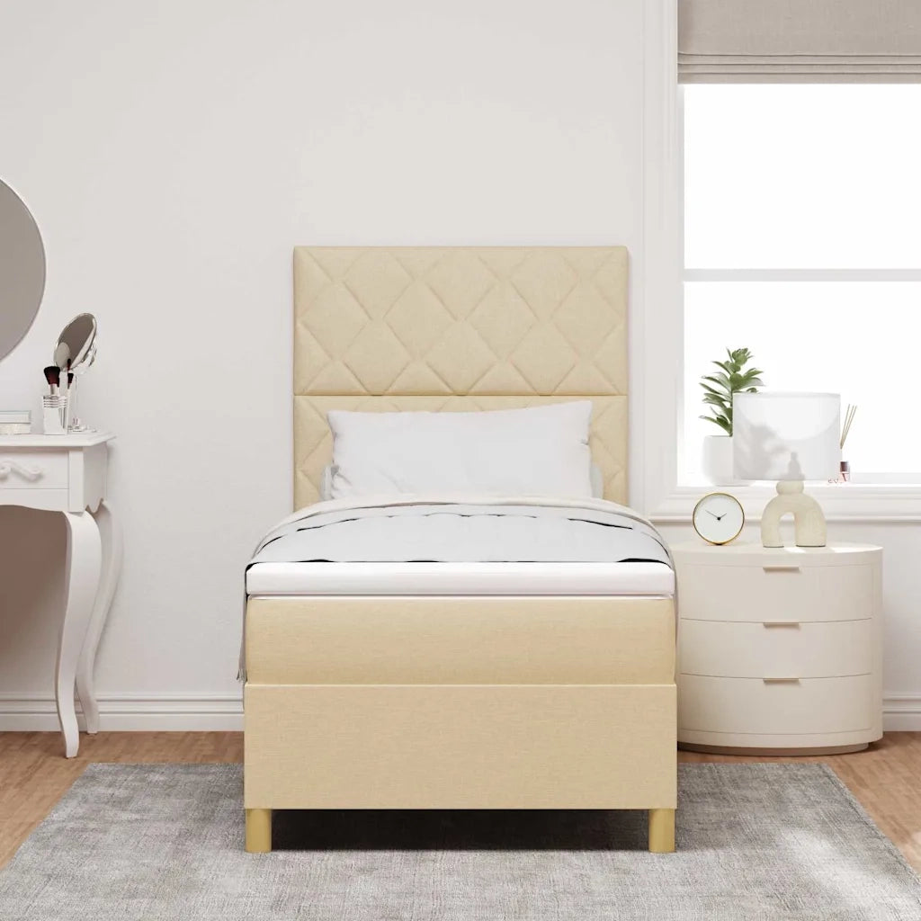 Letto a molle con materasso Crema 100 x 200 cm Tessuto 3339677
