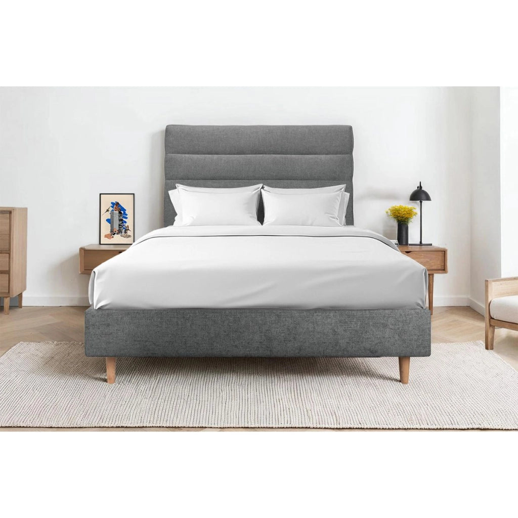 Testiera in tessuto natté grigio antracite con linee L150 cm