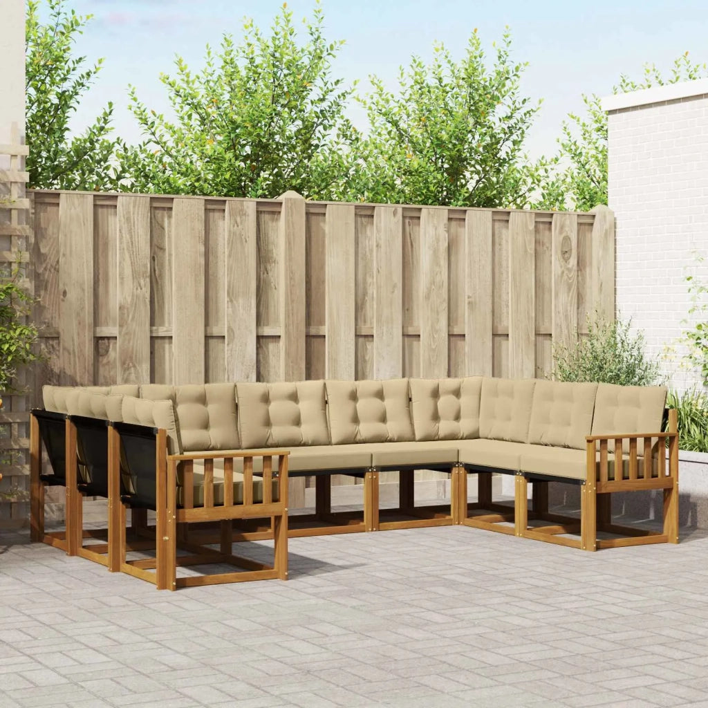 Set di divani da esterno con cuscino 9 pcs Naturale e Beige 3369048