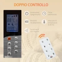 Stufetta Elettrica da 1000/2000W con Timer e Impostazioni di Calore per Stanze max 15 m², 75x31x66.5 cm, Bianco