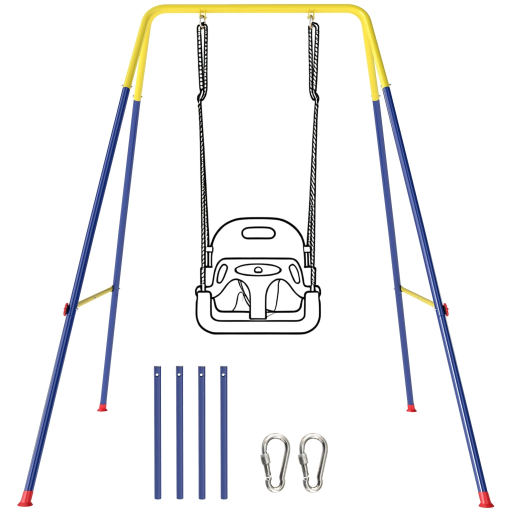 Altalena da Giardino Pieghevole per Bambini ¨C Minimal ¨C 128x155x157 cm Blu