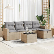 Set Divano da Giardino 6 pz con Cuscini Beige in Polyrattan 3325375