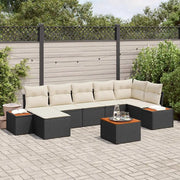Set Divano da Giardino con cuscino 8 pcs Nero Poly Rattan 3348133