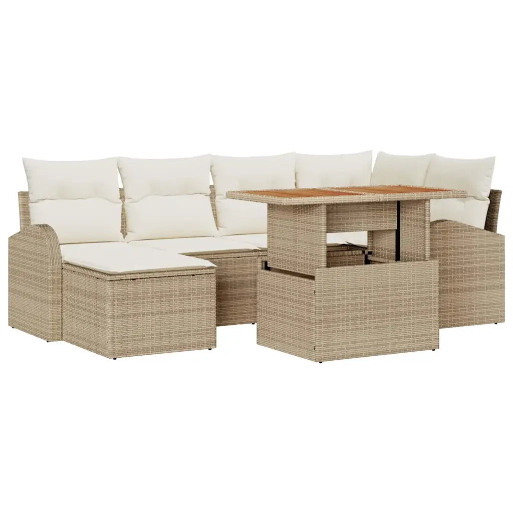 Set Divano da Giardino con cuscino 7 pcs beige e panna 3349609
