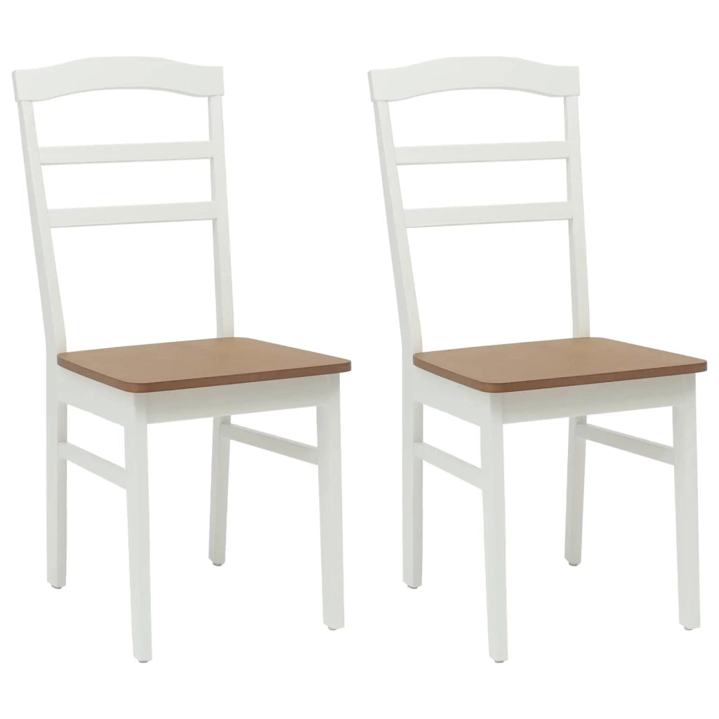 Sedia da pranzo 2 pcs Bianco e Naturale Legno di gomma solido