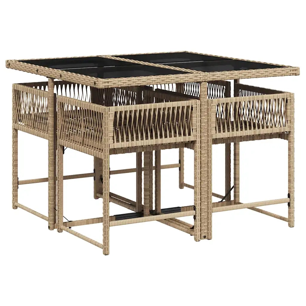 Set Pranzo da Giardino 5 pz con Cuscini Beige Misto Polyrattan 3211440
