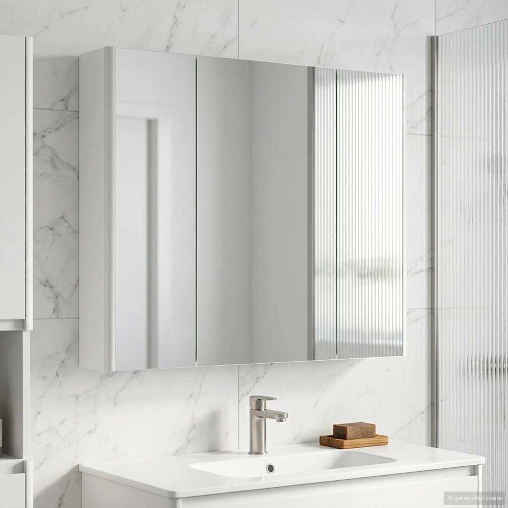 Mobiletto per specchio da bagno Bianco 83,5 x 15,5 x 70 cm 889263