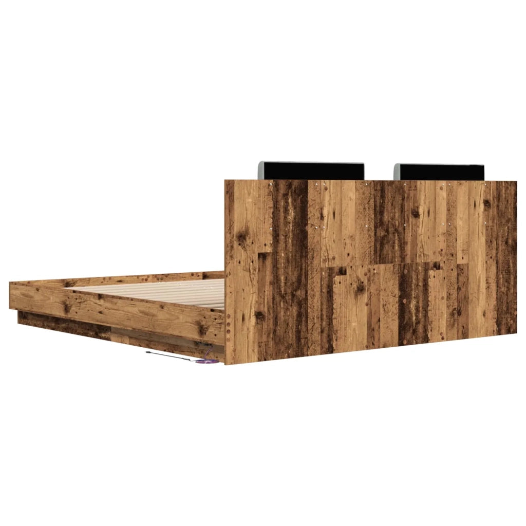 Struttura letto con testata-Giroletto Legno vecchio 180 x 200 cm