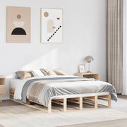 Letto senza Materasso-Struttura Letto 140x190 cm in Legno Massello di Pino 552718