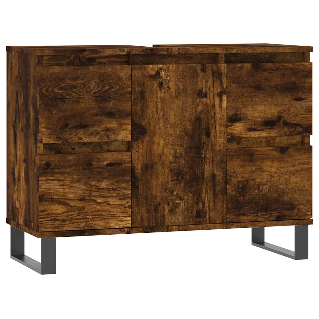 Armadietto Bagno | Armadio da bagno Rovere Fumo 80x33x60 cm in Legno Multistrato