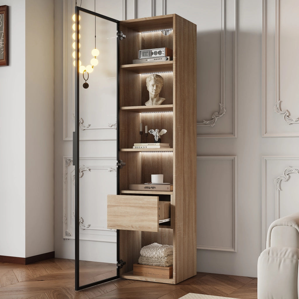 Mobile da bagno con 1 cassetto; 1 anta e vani aperti per bagno in MDF 40 cm naturale