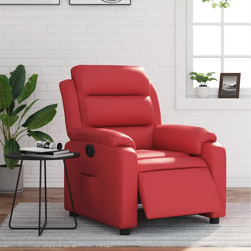 Poltrona Reclinabile Elettrica Rossa in Similpelle 3205033