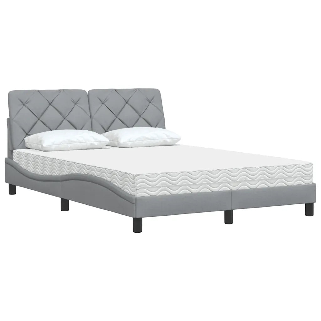 Letto con Materasso Grigio Chiaro 120x200cm Tessuto 3310727