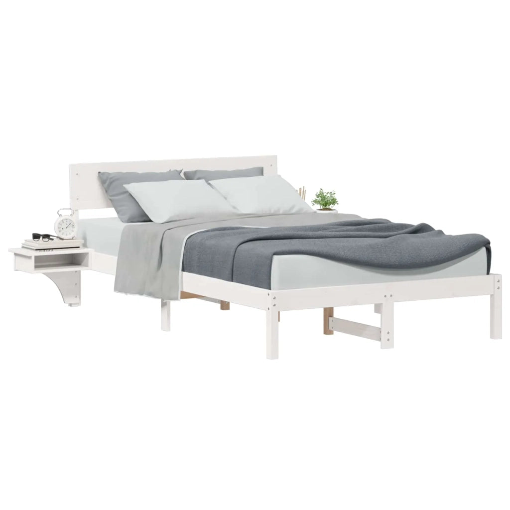 Struttura del letto Bianco 135 x 190 cm Pino massello 873455