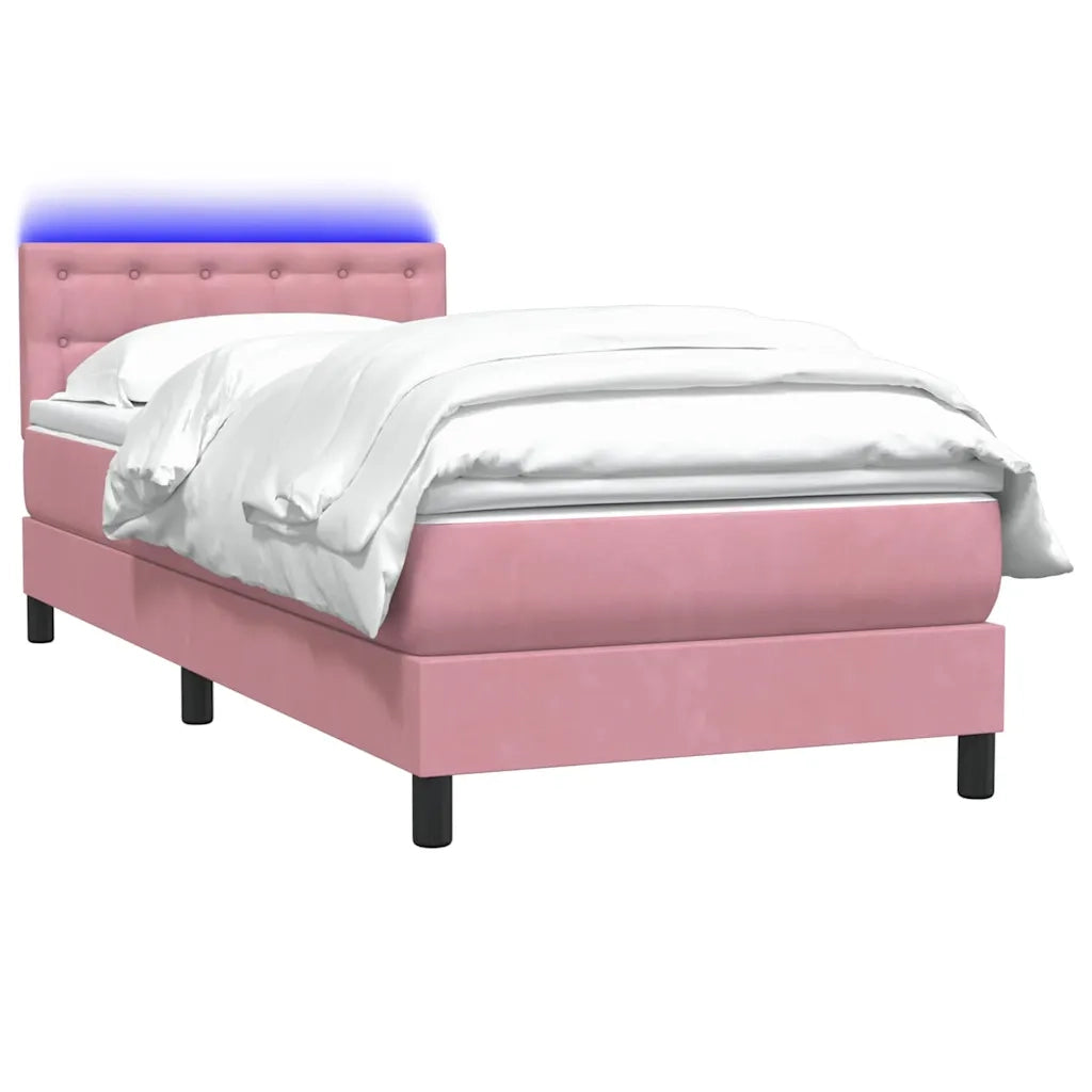 Letto a Molle con Materasso e LED Rosa 80x220 cm Velluto 3317294