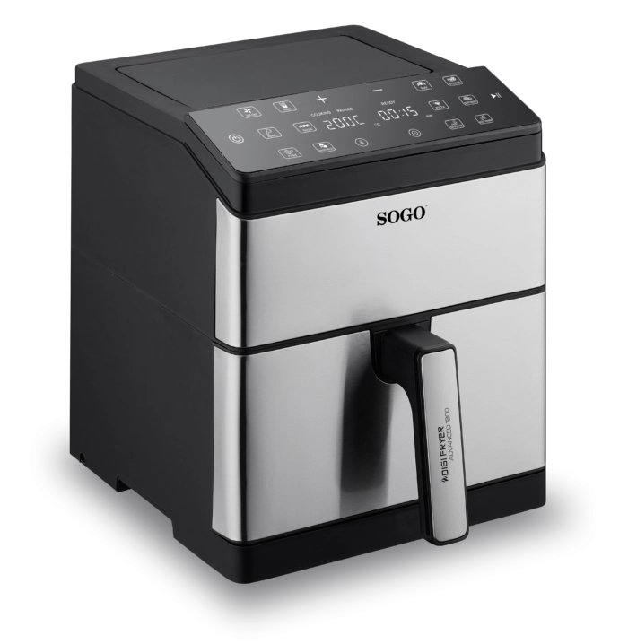 Friggitrice ad aria 8L 1800W con 12 programmi, doppia resistenza e controllo touch temperatura 80-200°C - Sogo
