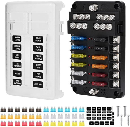 12-Volt Zekeringhouder 12 Volt con 36 Zekeringi Pianali per Auto e Barca