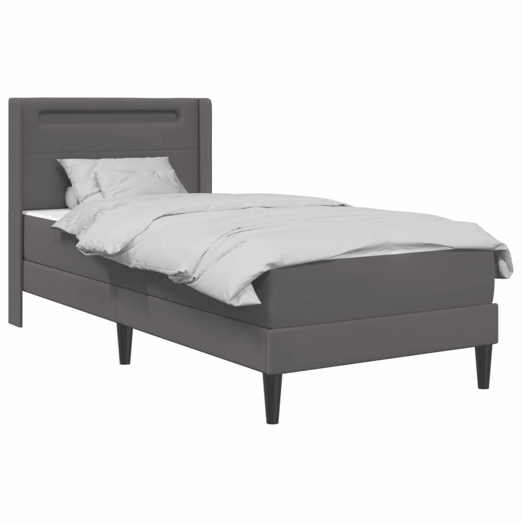 Struttura letto con materasso-Giroletto Grigio 90 x 190 cm Similpelle