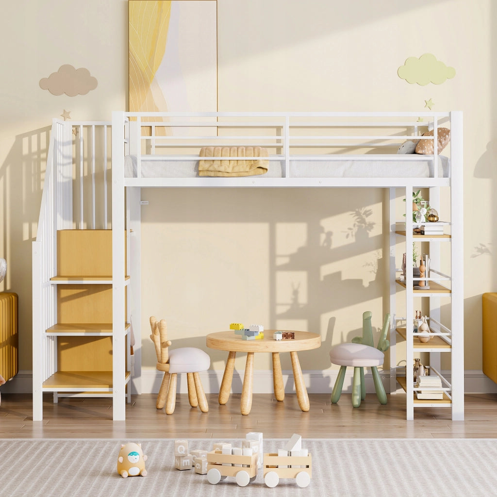 Letto a castello 90x200 - Xylo - Bianco con scala
