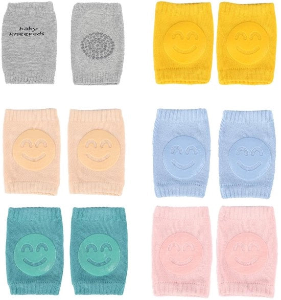 Baby Kniebeschermers Antislip - 6 Paar - Ademend - Uniseks - Tela di Cotone Zucchero - 11x8 cm - Materiale Duraturo - Kruipsokken