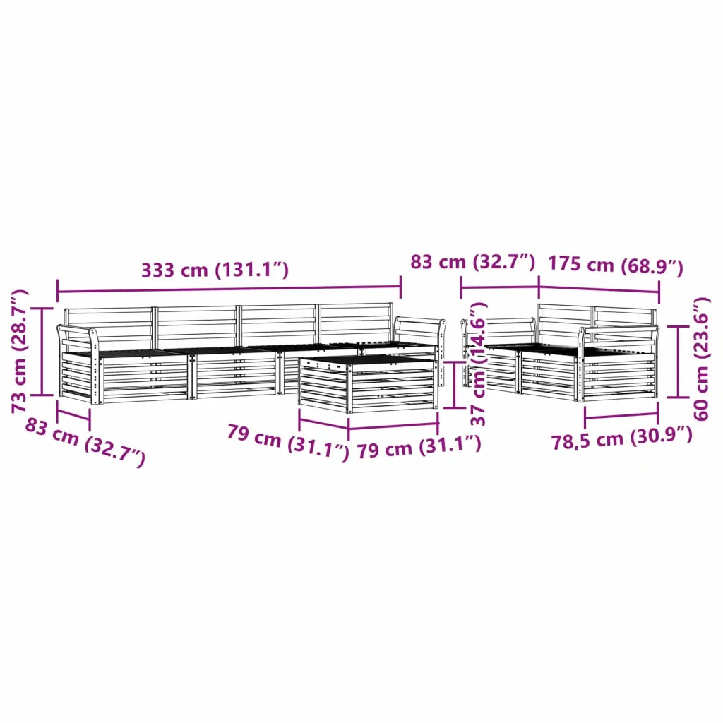 Set di divani da esterno 7 pcs Naturale 3373059