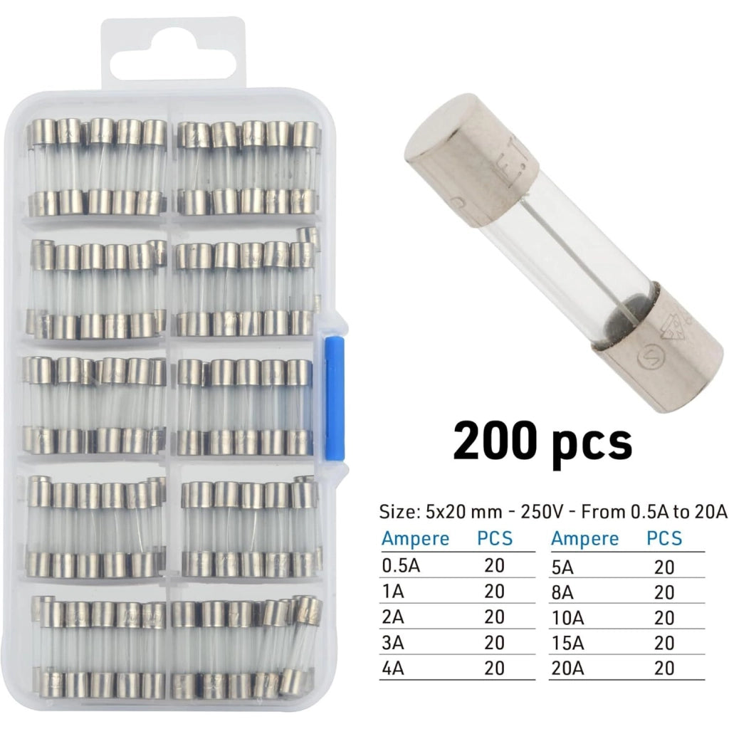 SET 200 FUSIBILI IN VETRO.