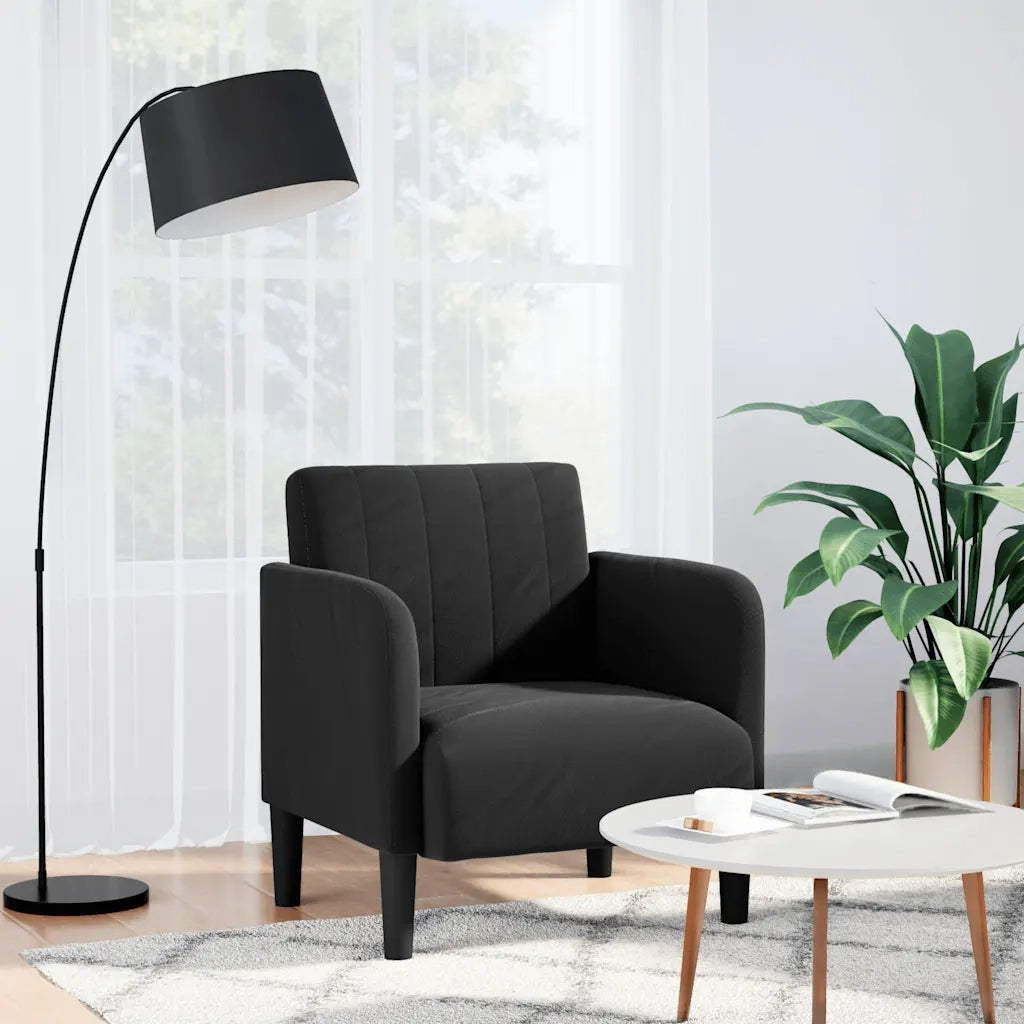 Divano Sedia con Braccioli-Poltrona-Sofa Relax Nero 54 cm in Velluto