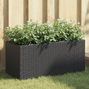 Fioriera da Giardino con 2 Vasi Nera 72x30x32 cm in Polyrattan 366422