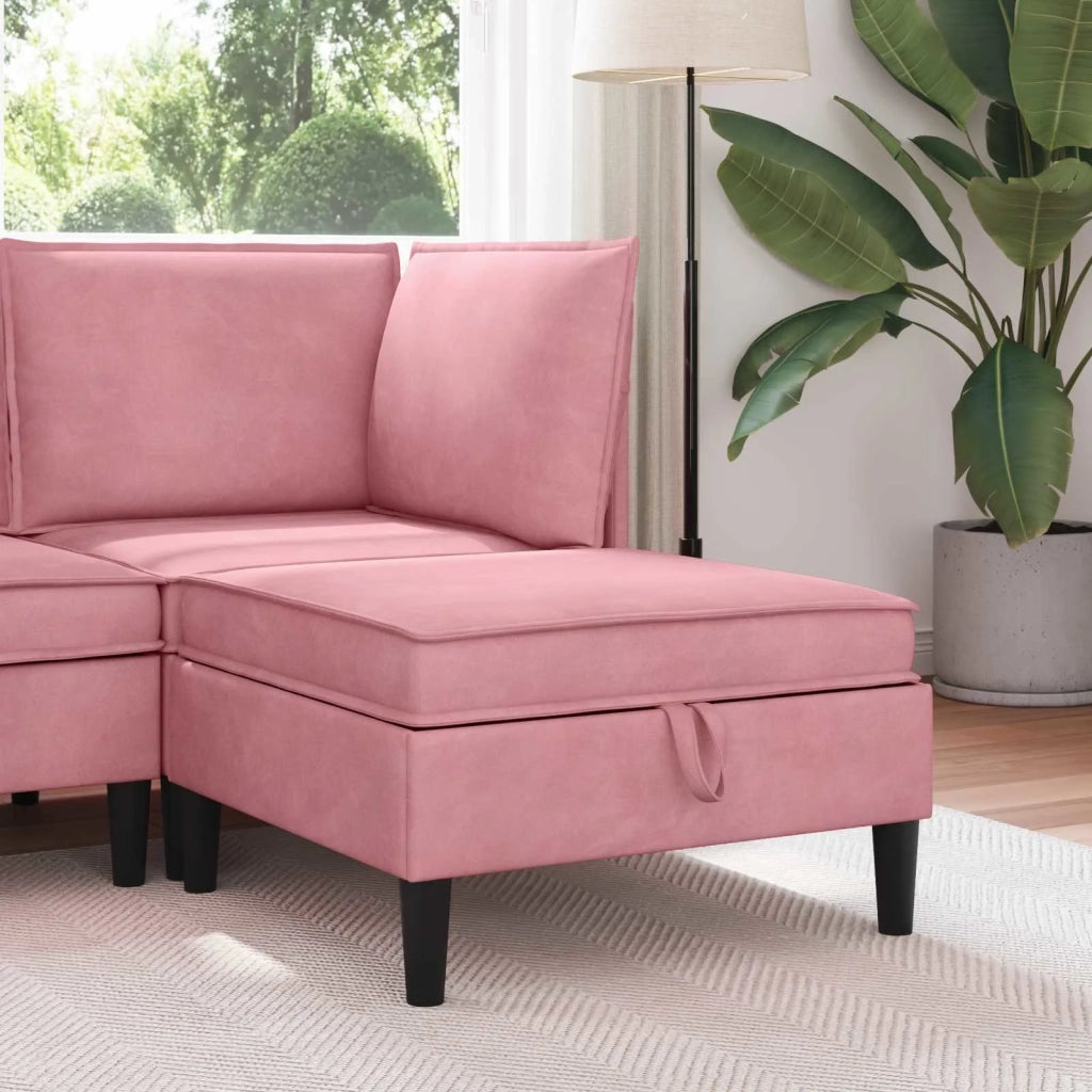 Pouf con Storage Rosa Velluto 42027136