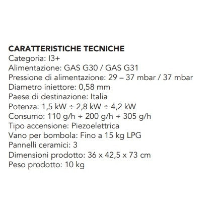 STUFA A GAS GH02 NERA 4,2KW 42X35H72CM.