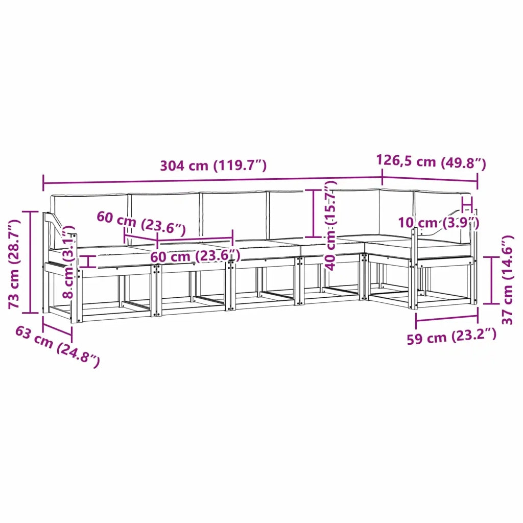 Set di divani da esterno 6 pz Bianco e Grigio Chiaro 3387715