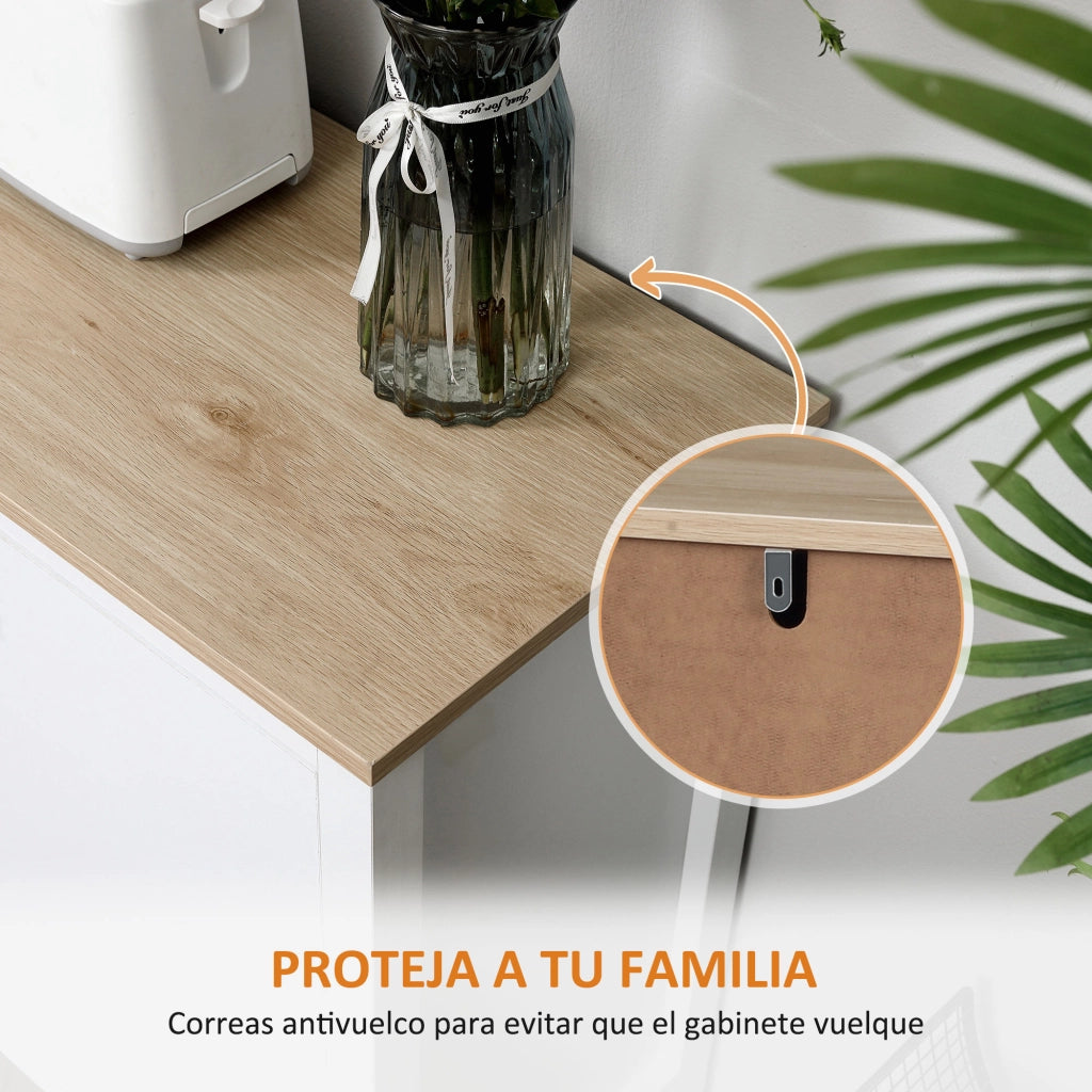 Cassettiera da cucina con porta bottiglie ¨C Minimal ¨C 110x35x75 cm bianco