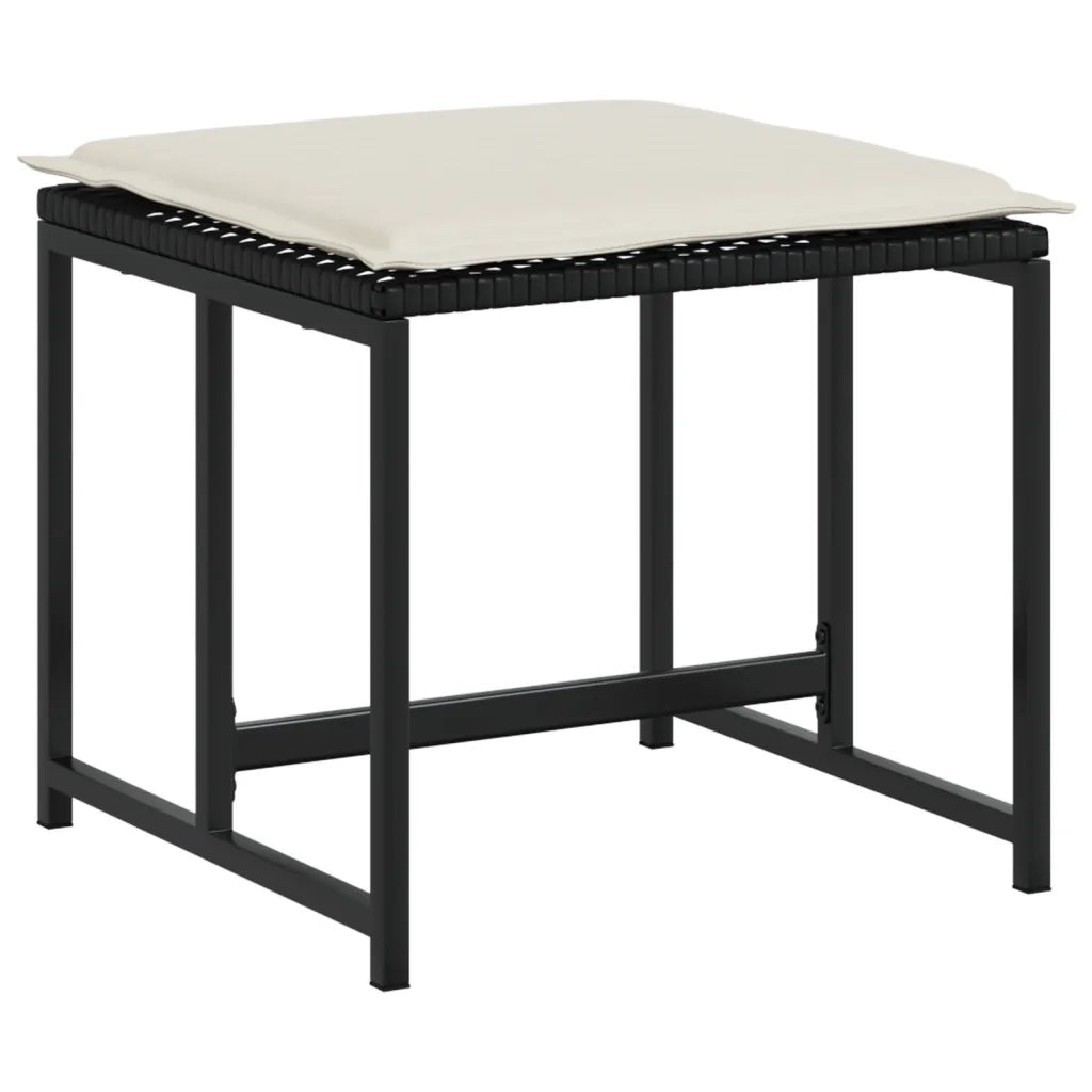 Set da Pranzo da Giardino 9 pz con Cuscini Nero in Polyrattan 3295068