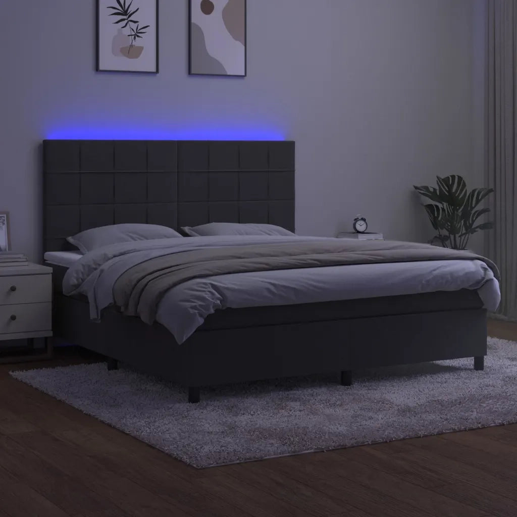 Letto a Molle con Materasso e LED Grigio Scuro 160x200 cm 3136132