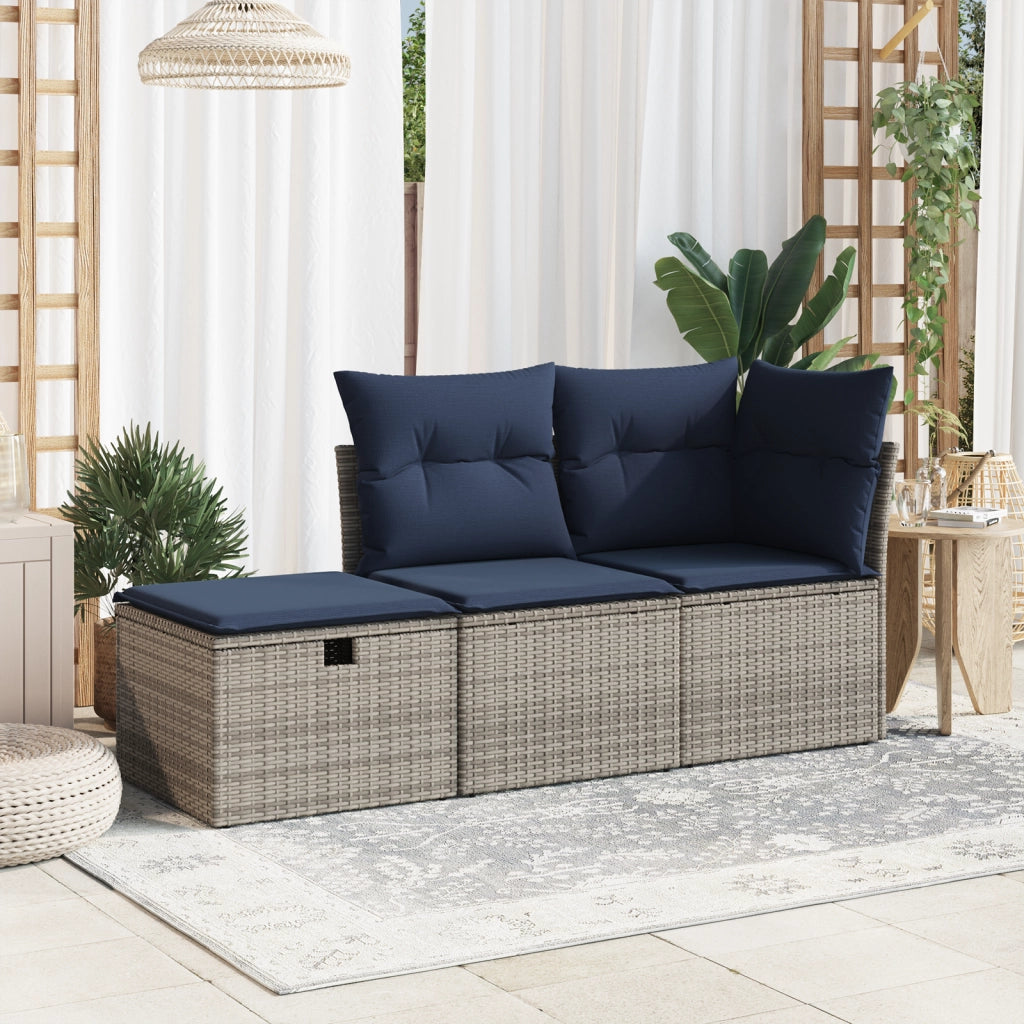 Sgabello Giardino con Cuscino Grigio 55x55x37 cm in Polyrattan 366153