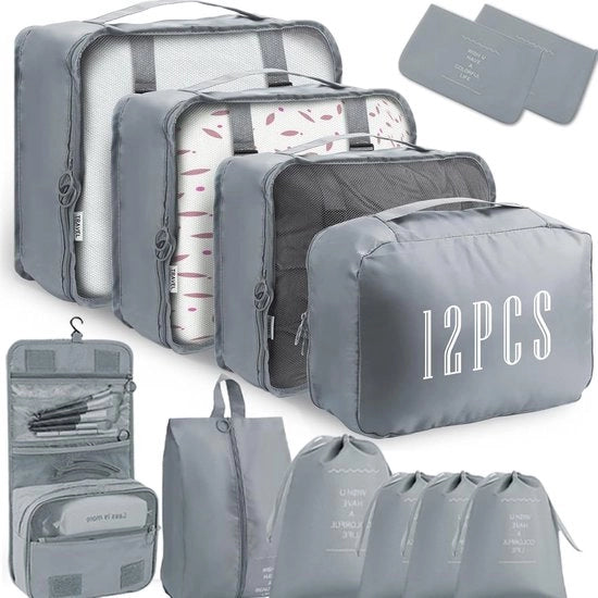 Set di organizzatori per valigia - 12 sistemi di stivaggio - Ideale per viaggi