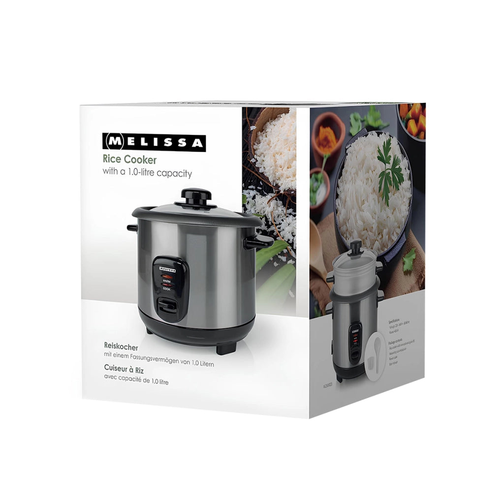 Cuociriso Elettrico 1L con Cestello Vapore Compatto e Mantenimento Caldo Argento MELISSA